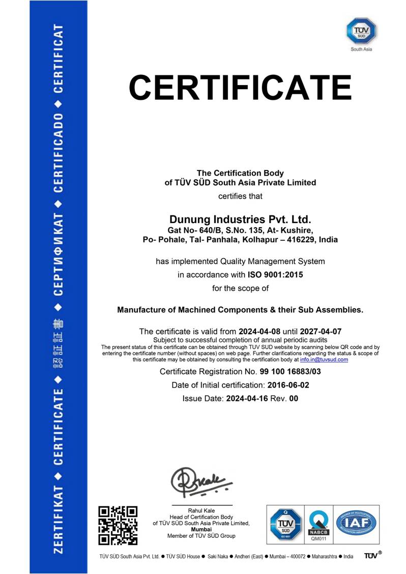 ISO Certificate Unit I